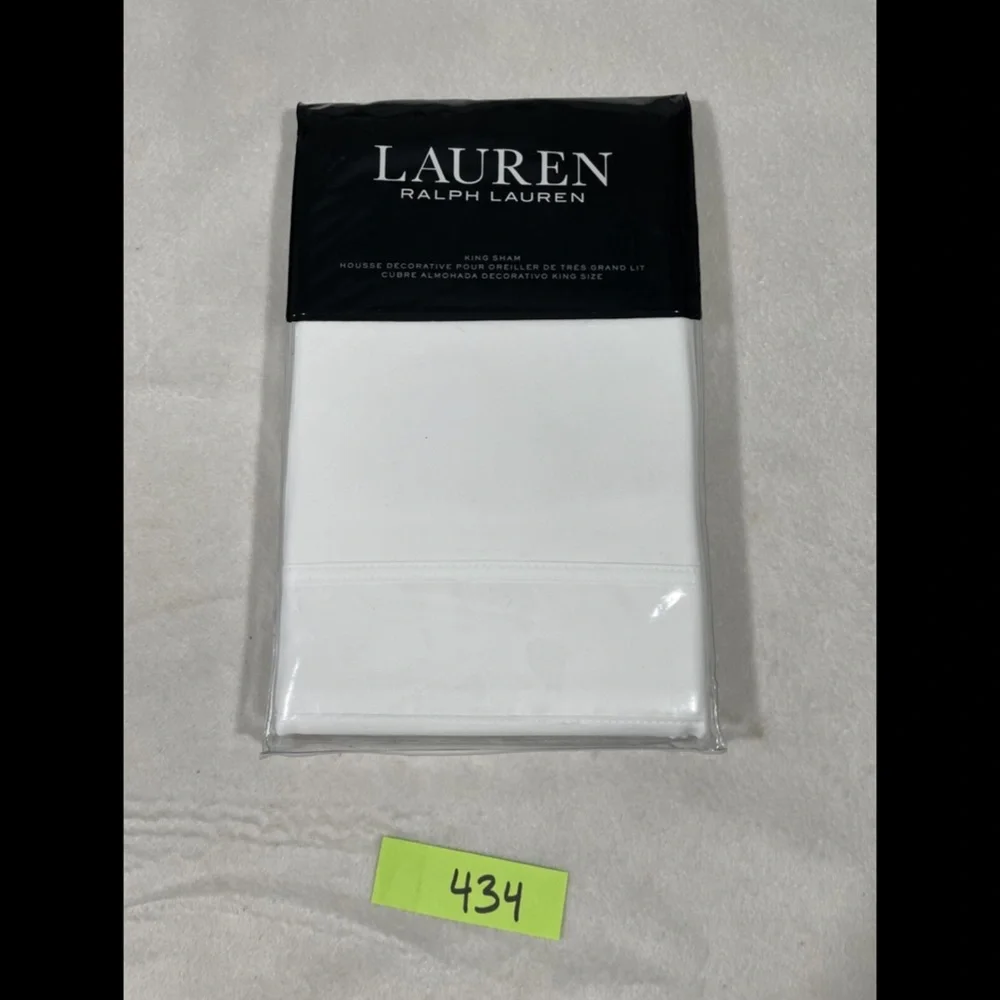 NIB Lauren Ralph Lauren Spencer Cotton‎ Sateen Border King Sham